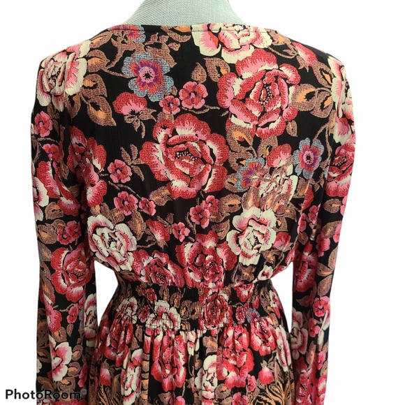 Angie Boho Floral Long Sleeve Kimono Duster Size S - Picture 6 of 13